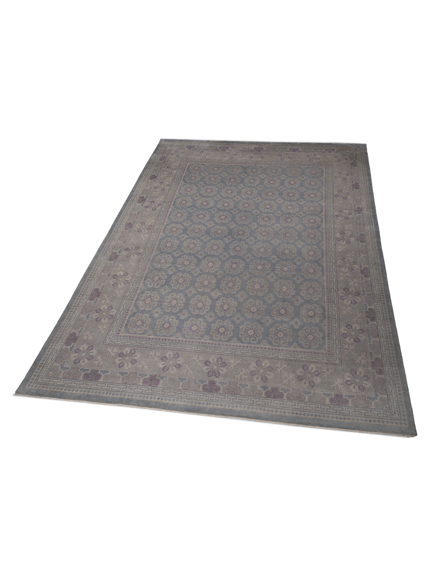Evren 123518 Silver Blue Light Gray 11.11x14.10 Hand Knotted Rug