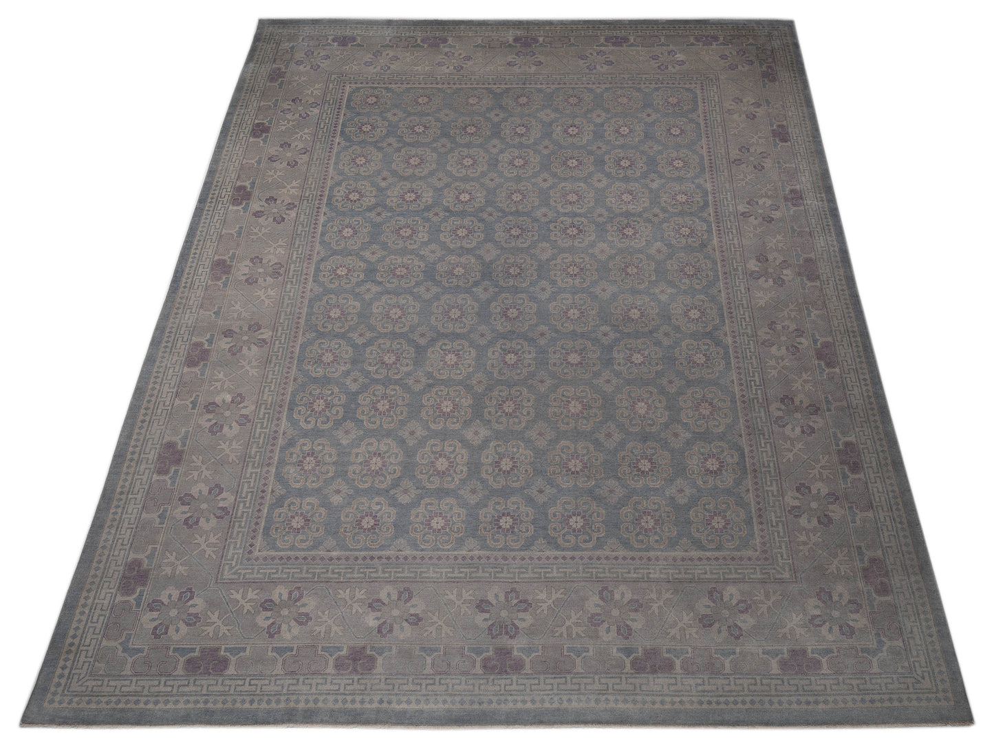 Evren 123518 Silver Blue Light Gray 11.11x14.10 Hand Knotted Rug