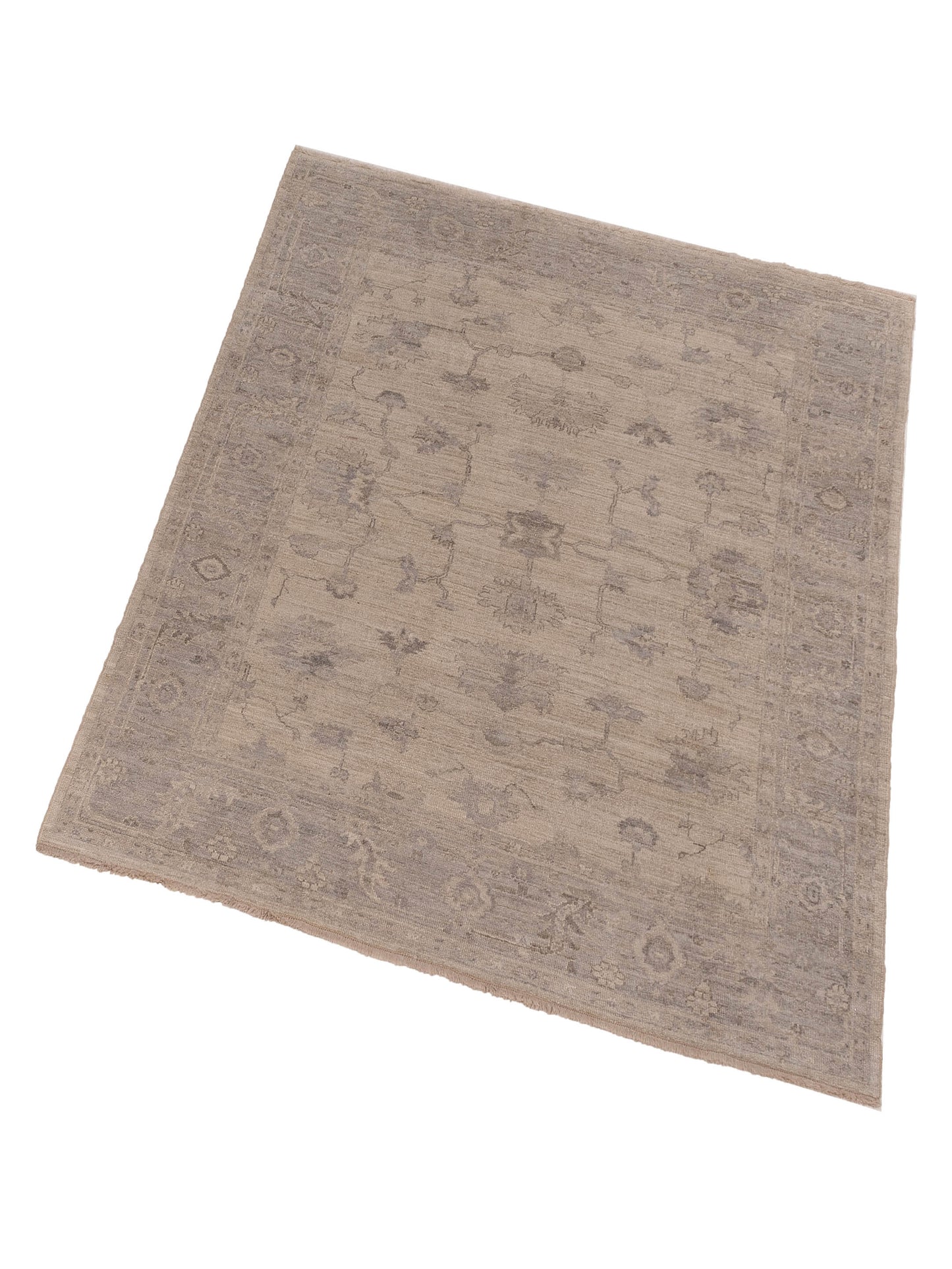 Angora Oushak 123652 Ivory Light Gray 7.8x8.7 Hand Knotted Rug