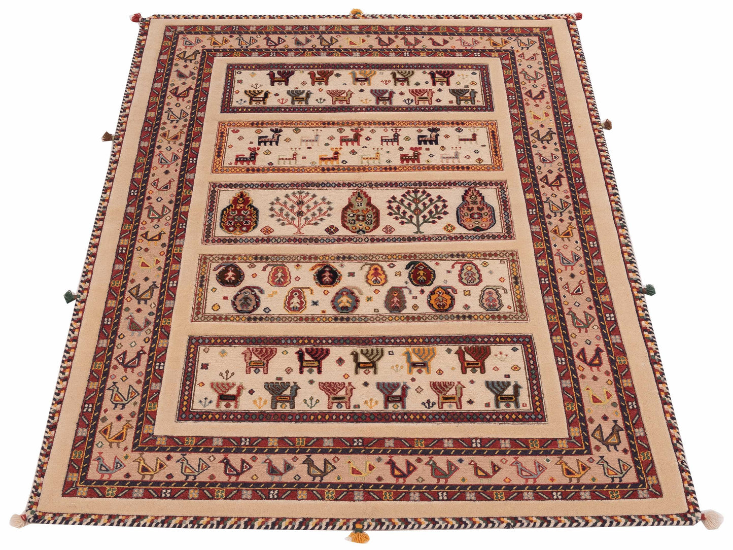Soumak Tribal 123714 Ivory Beige 4.5x6.1 Hand Woven Rug