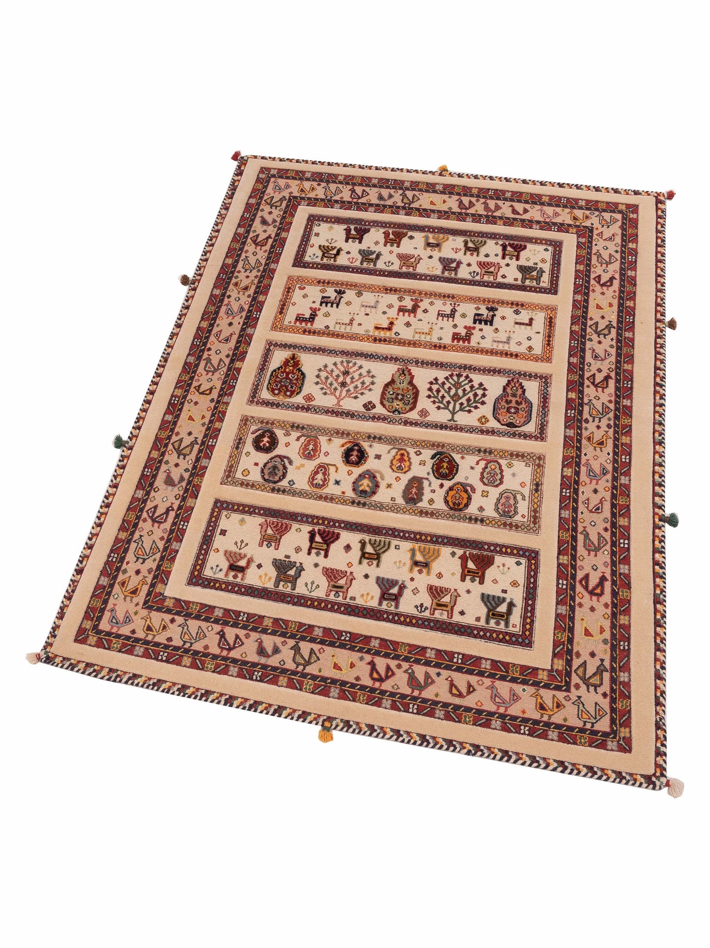 Soumak Tribal 123714 Ivory Beige 4.5x6.1 Hand Woven Rug