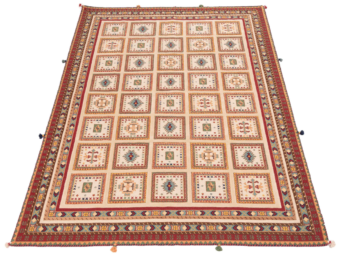 Soumak Tribal 123738 Ivory Red 5.9x7.11 Hand Woven Rug