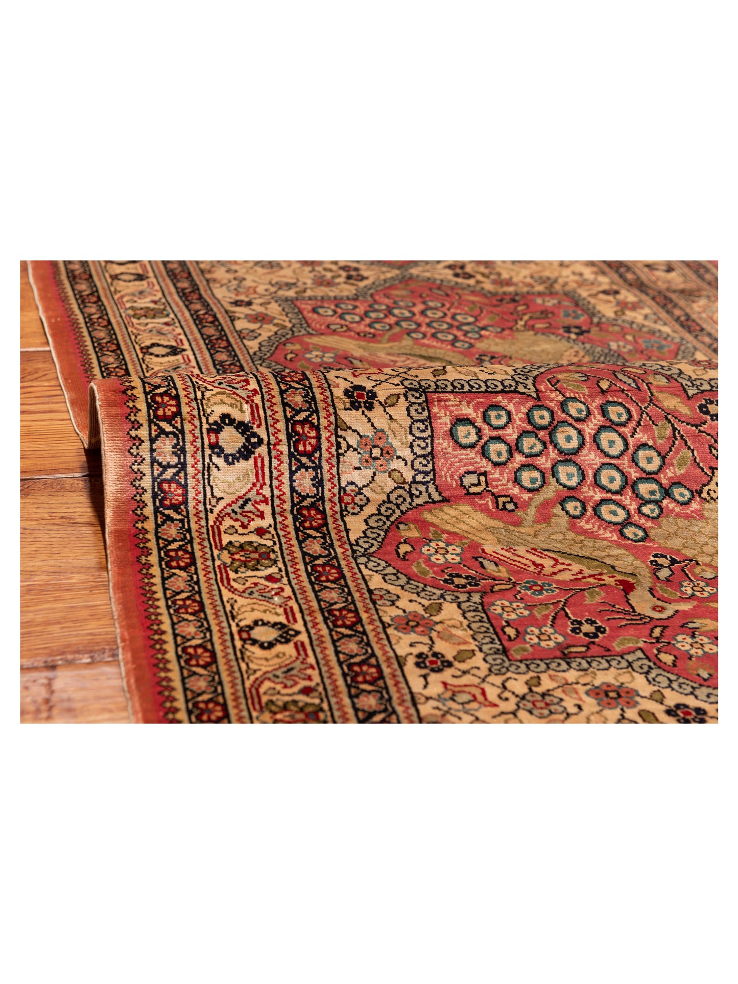 Pure Silk 124061 Beige Pink 2.2x5.7 Hand Knotted Rug