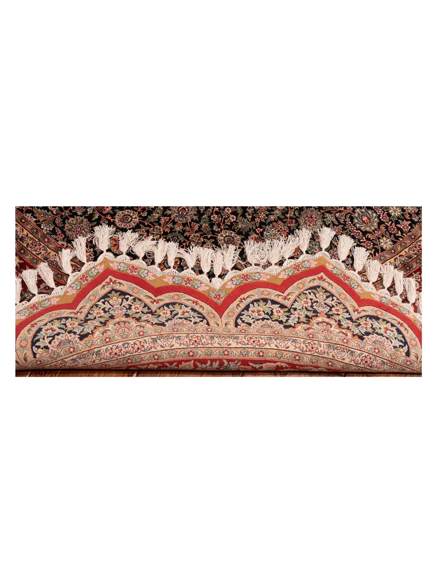 Pure Silk 124203 Navy Red 8x8 Hand Knotted Rug