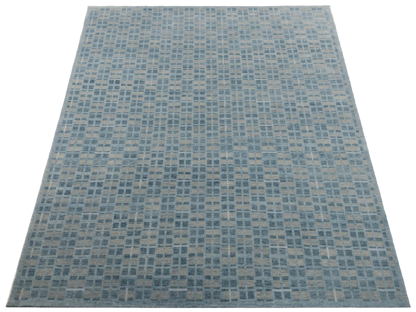 Tibetino 124254 Sea Blue Sea Blue 9.2x12.1 Hand Knotted Rug