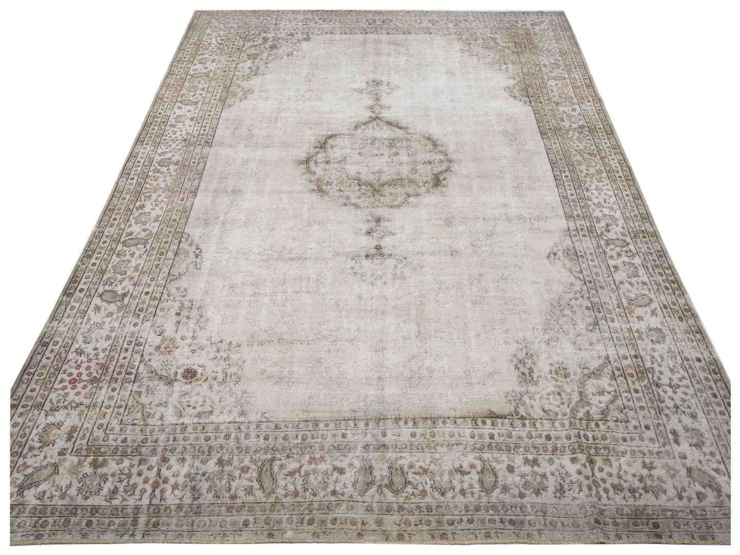 Vintage 124287 Gray Gray 10.4x13.3 Hand Knotted Rug