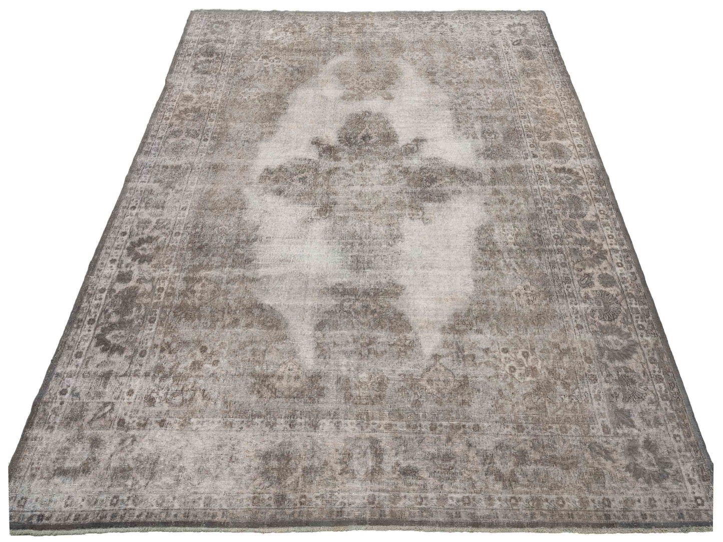 Vintage 124288 Gray 9.1x12 Hand Knotted Rug