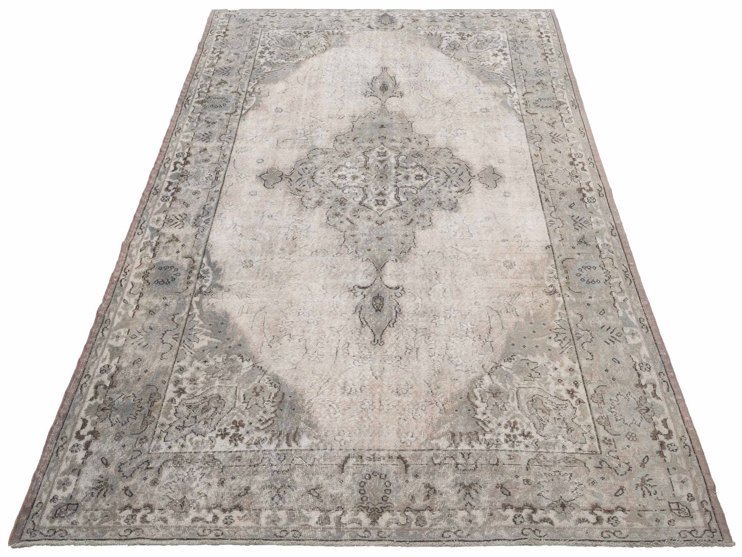 Vintage 124289 Light Gray 7.7x11.5 Hand Knotted Rug