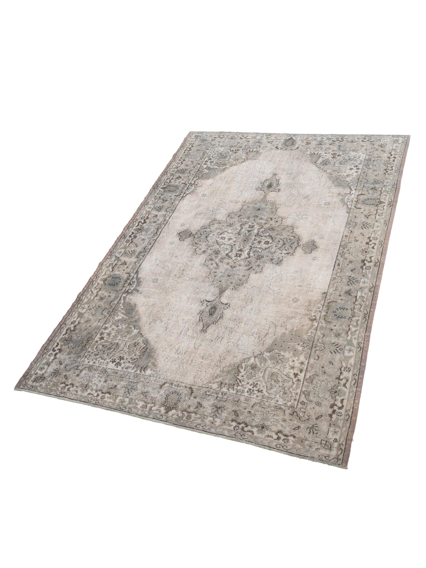 Vintage 124289 Light Gray 7.7x11.5 Hand Knotted Rug