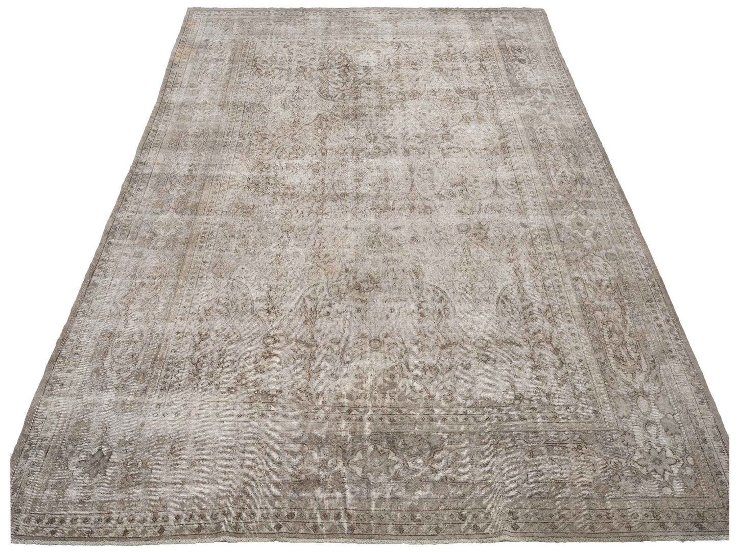Vintage 124301 Light Gray 9.4x12.6 Hand Knotted Rug
