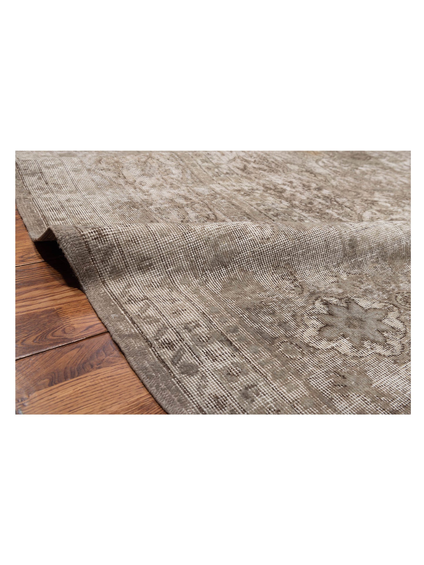 Vintage 124301 Light Gray 9.4x12.6 Hand Knotted Rug