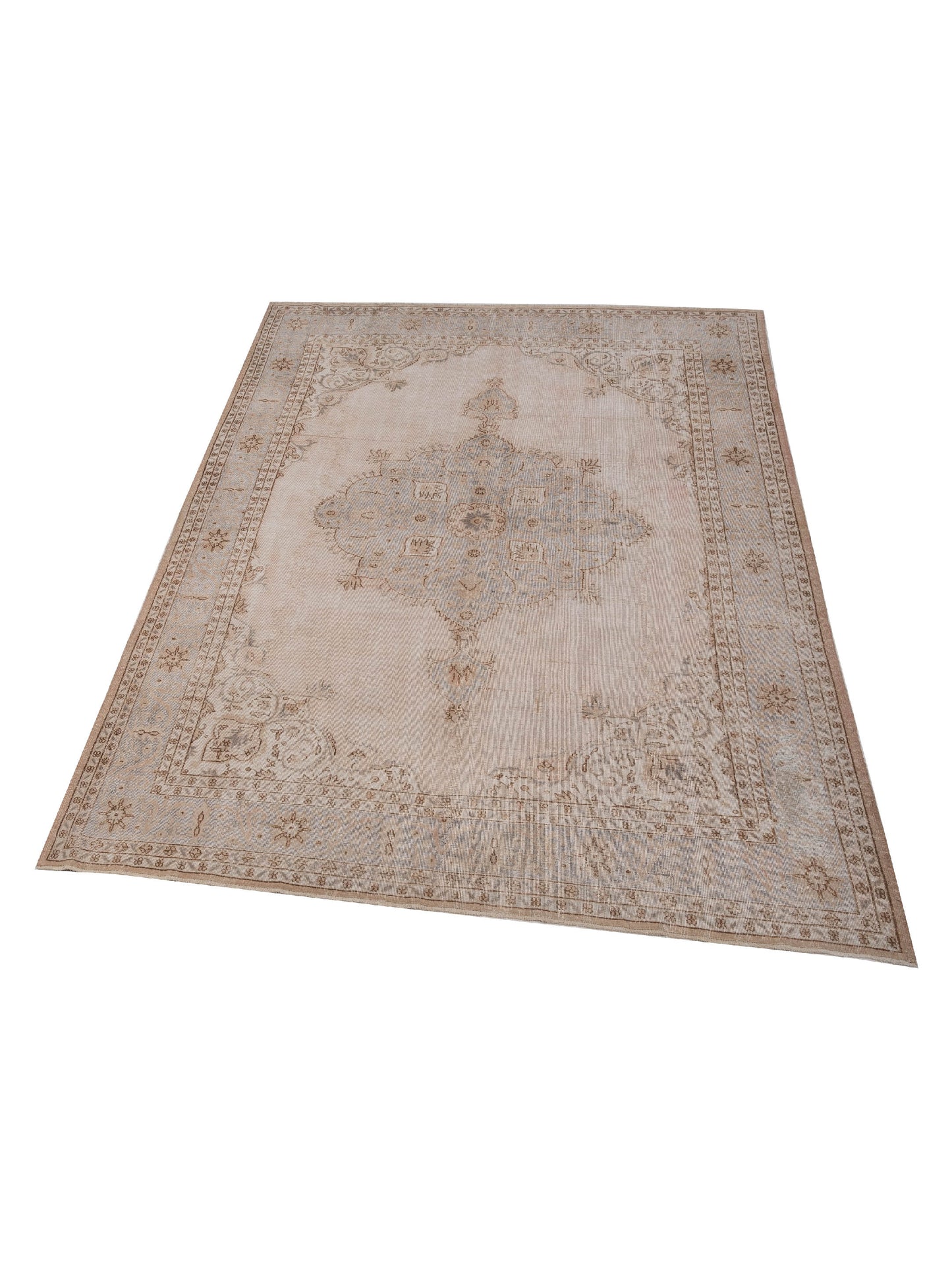 Vintage 124303 Ivory Silver 9.1x12.6 Hand Knotted Rug