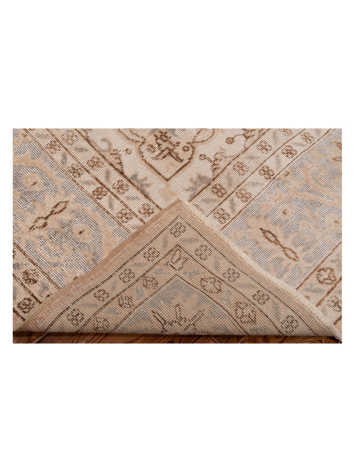 Vintage 124303 Ivory Silver 9.1x12.6 Hand Knotted Rug