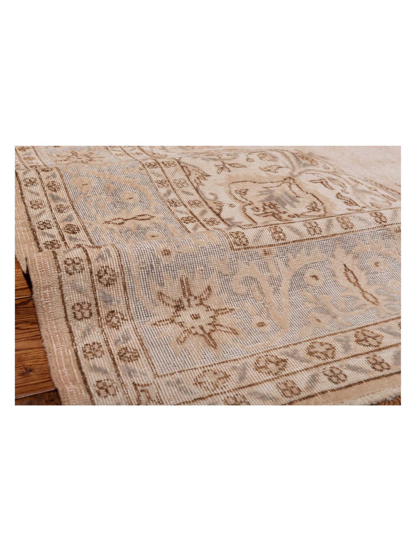 Vintage 124303 Ivory Silver 9.1x12.6 Hand Knotted Rug