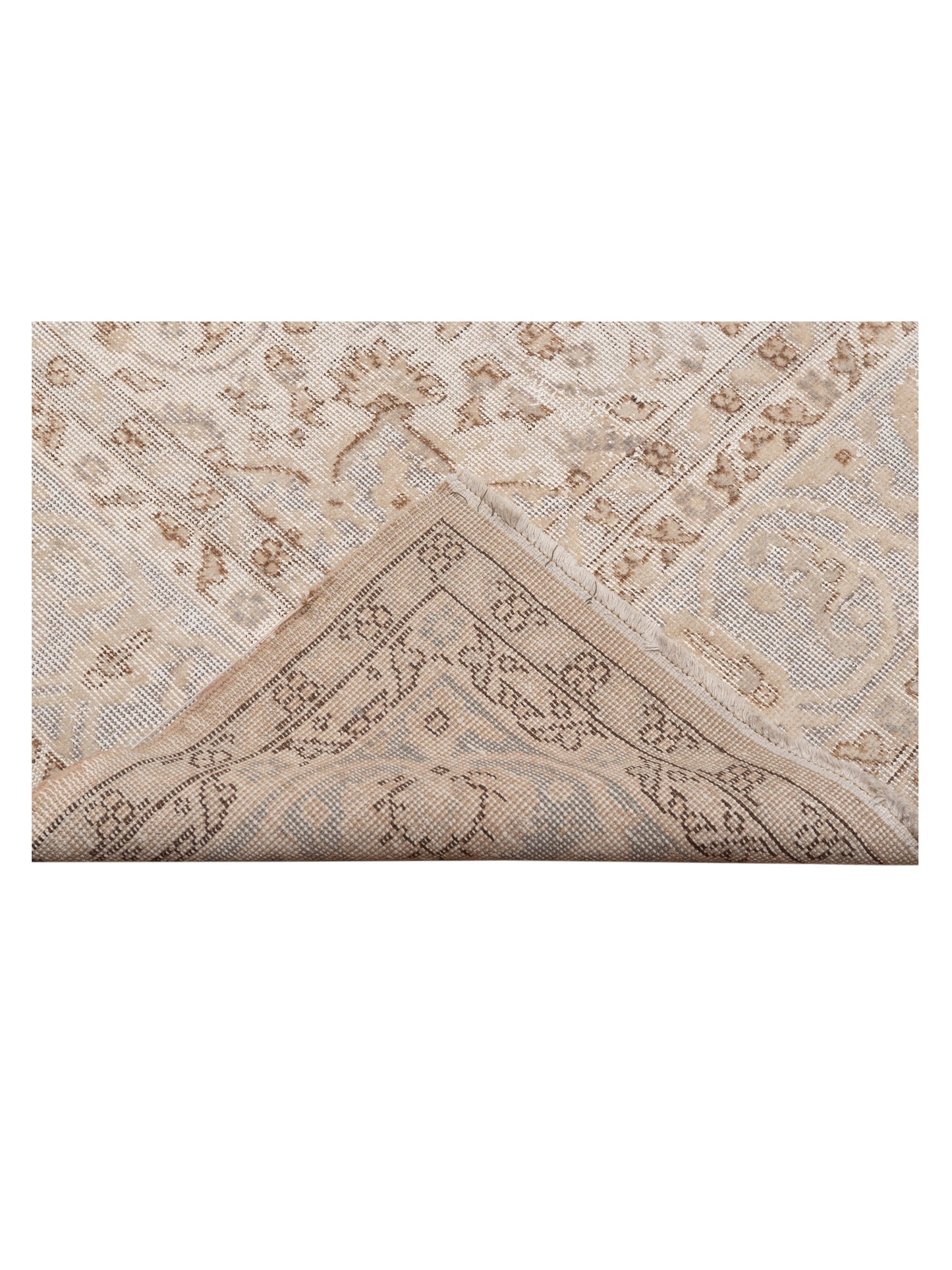 Vintage 124304 Ivory Silver 7.6x11.8 Hand Knotted Rug