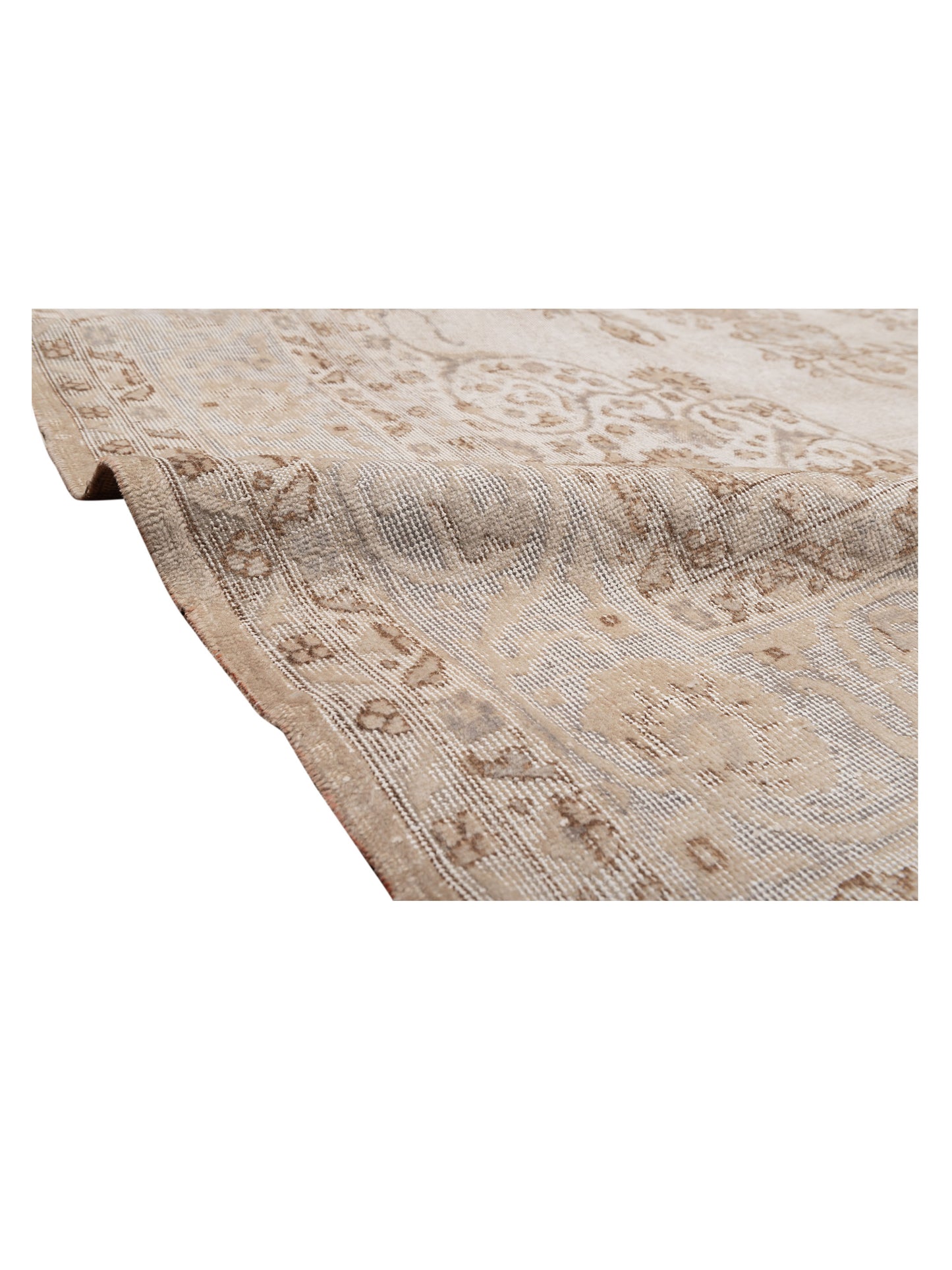 Vintage 124304 Ivory Silver 7.6x11.8 Hand Knotted Rug