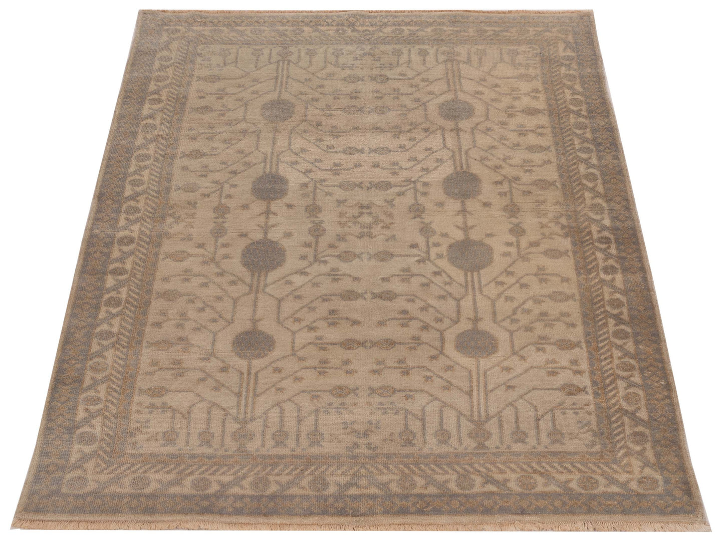 Stella 124387 Ivory Gray 4.1x6 Hand Knotted Rug