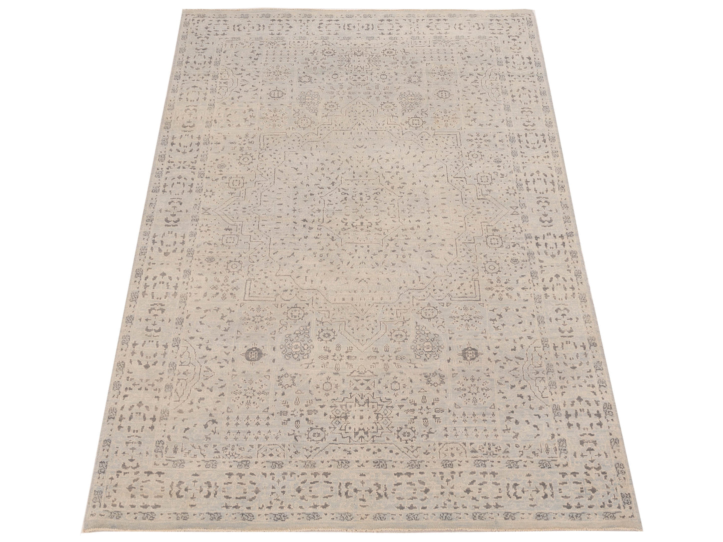 Mamluk 125077 Silver Silver 4.1x6.2 Hand Knotted Rug