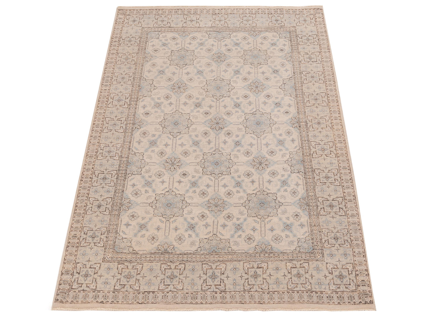 Laila 125081 Ivory Beige 4.1x6.2 Hand Knotted Rug