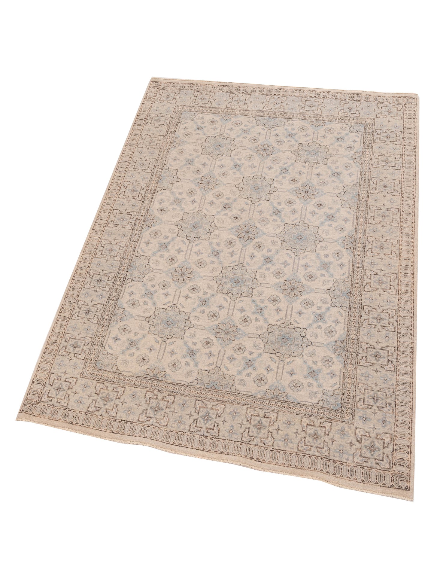 Laila 125081 Ivory Beige 4.1x6.2 Hand Knotted Rug
