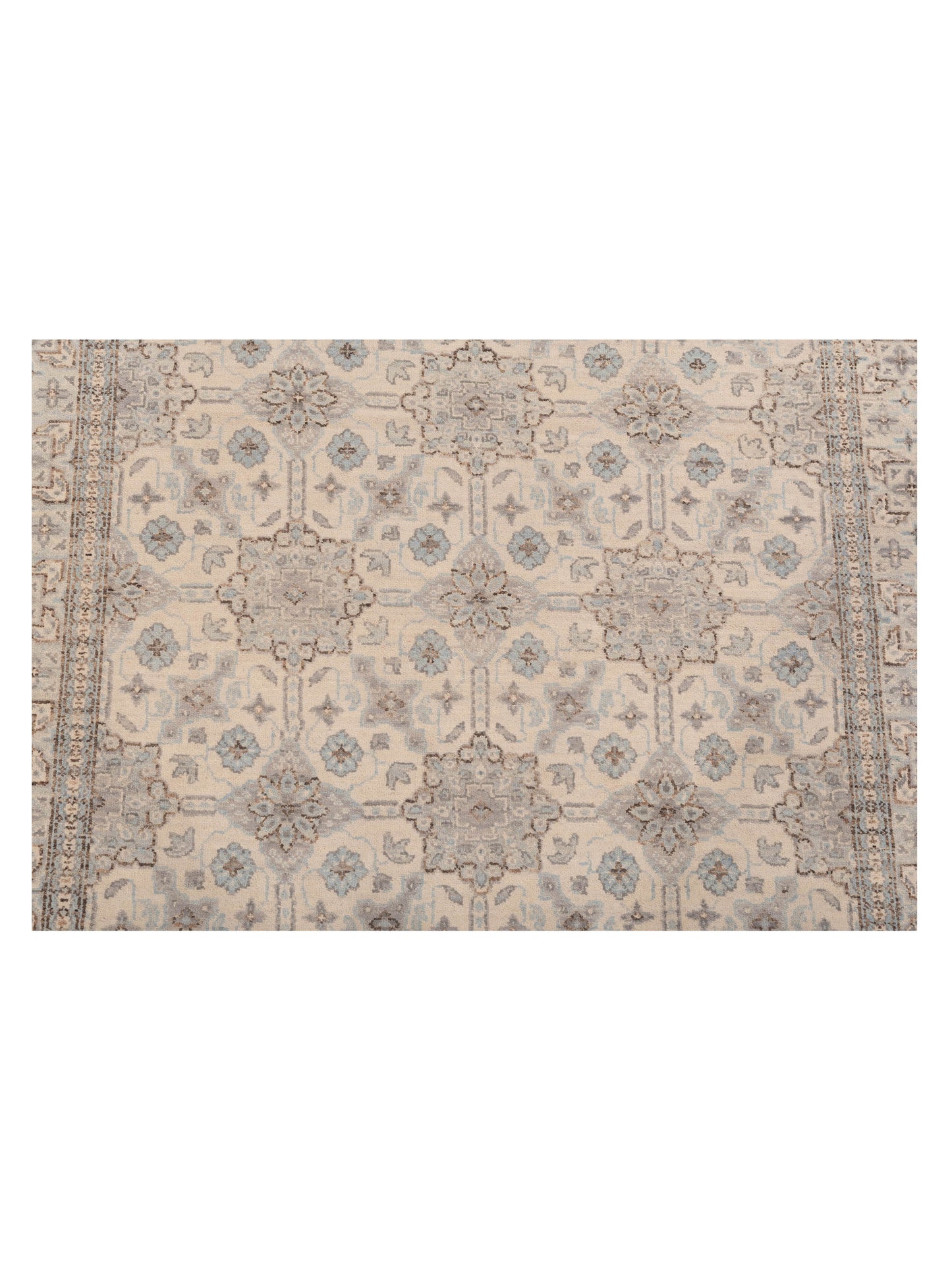 Laila 125082 Ivory Blue 4.2x6 Hand Knotted Rug