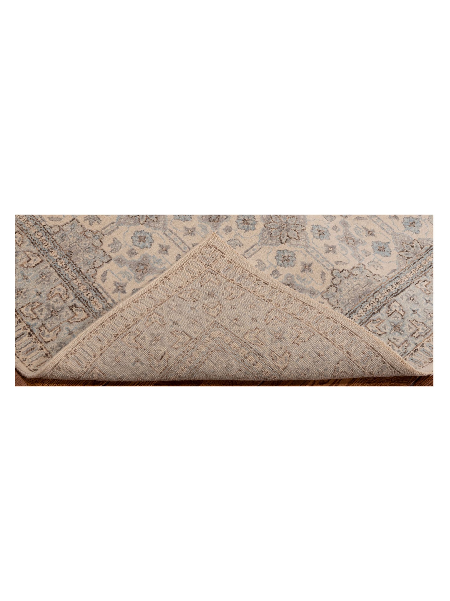 Laila 125082 Ivory Blue 4.2x6 Hand Knotted Rug
