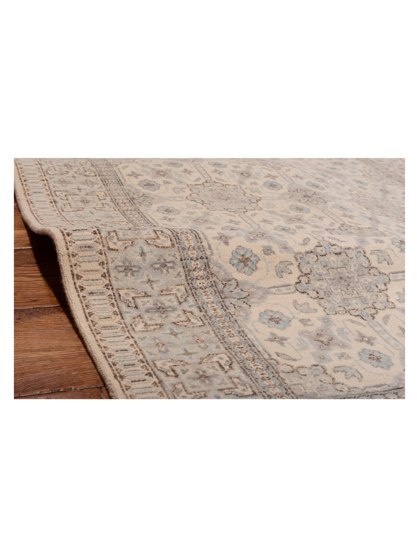 Laila 125082 Ivory Blue 4.2x6 Hand Knotted Rug