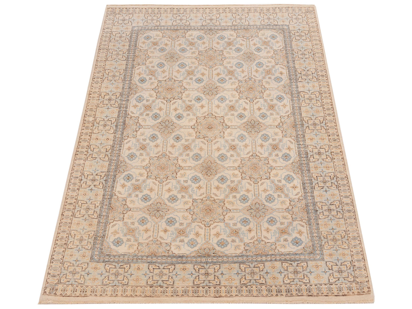 Laila 125083 Ivory Beige 4.1x6.1 Hand Knotted Rug