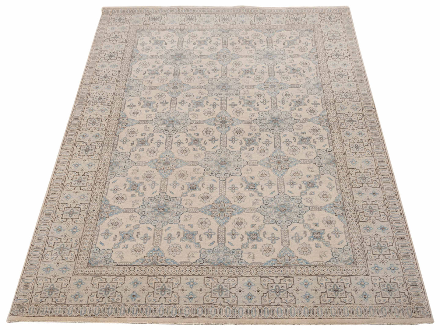 Laila 125084 Ivory Ivory 6.2x9.4 Hand Knotted Rug