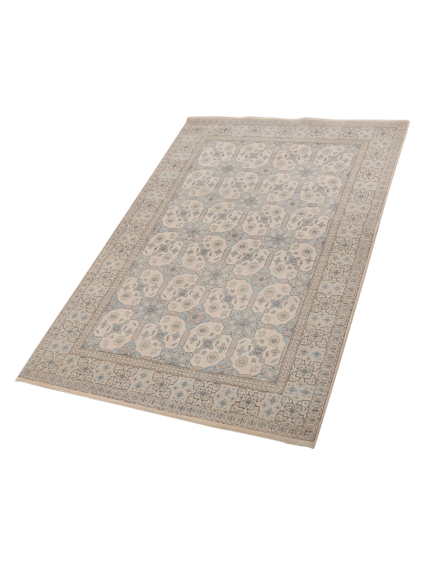 Laila 125084 Ivory Ivory 6.2x9.4 Hand Knotted Rug