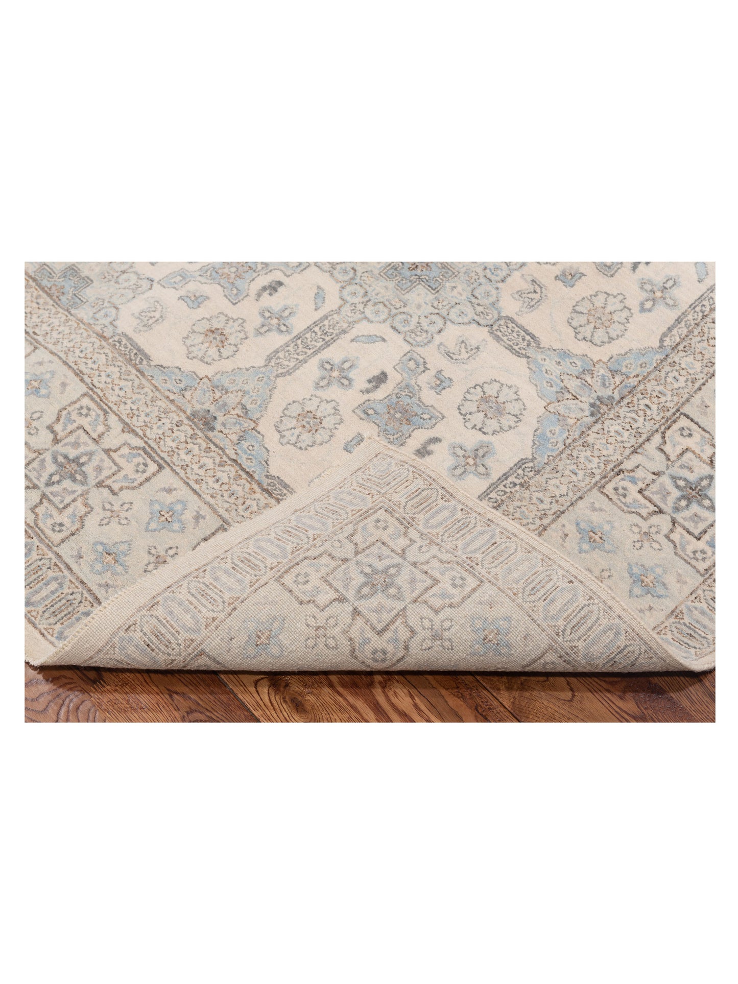 Laila 125084 Ivory Ivory 6.2x9.4 Hand Knotted Rug
