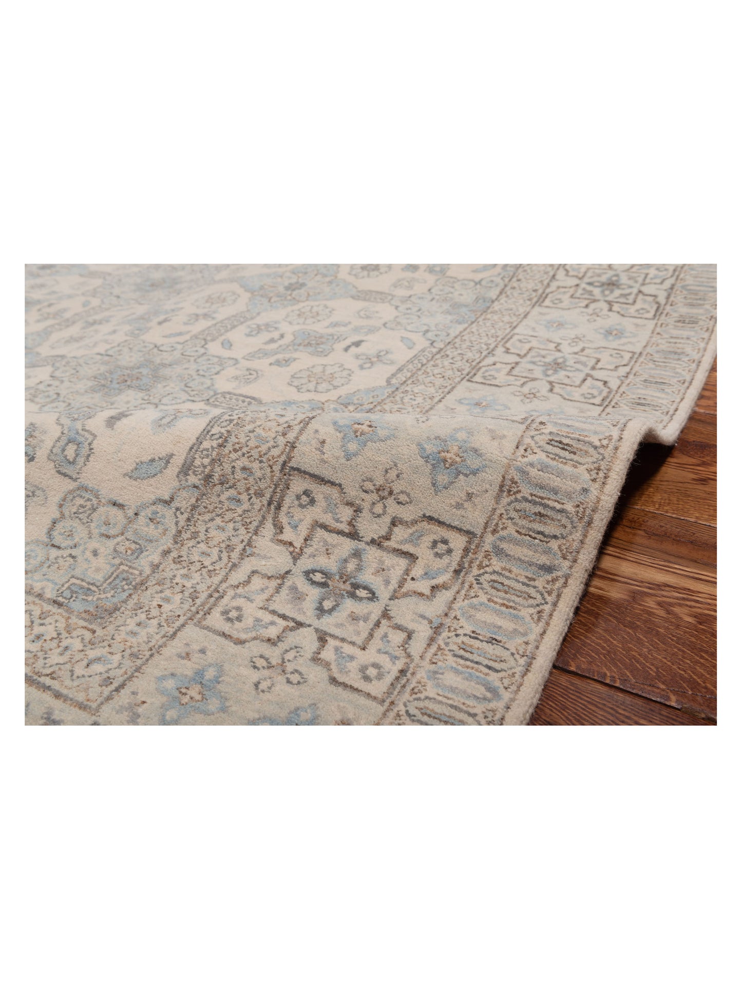 Laila 125084 Ivory Ivory 6.2x9.4 Hand Knotted Rug