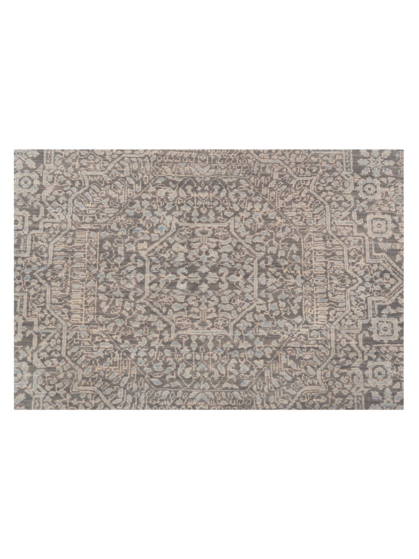 Mamluk 125098 Gray Gray 4.2x6.1 Hand Knotted Rug