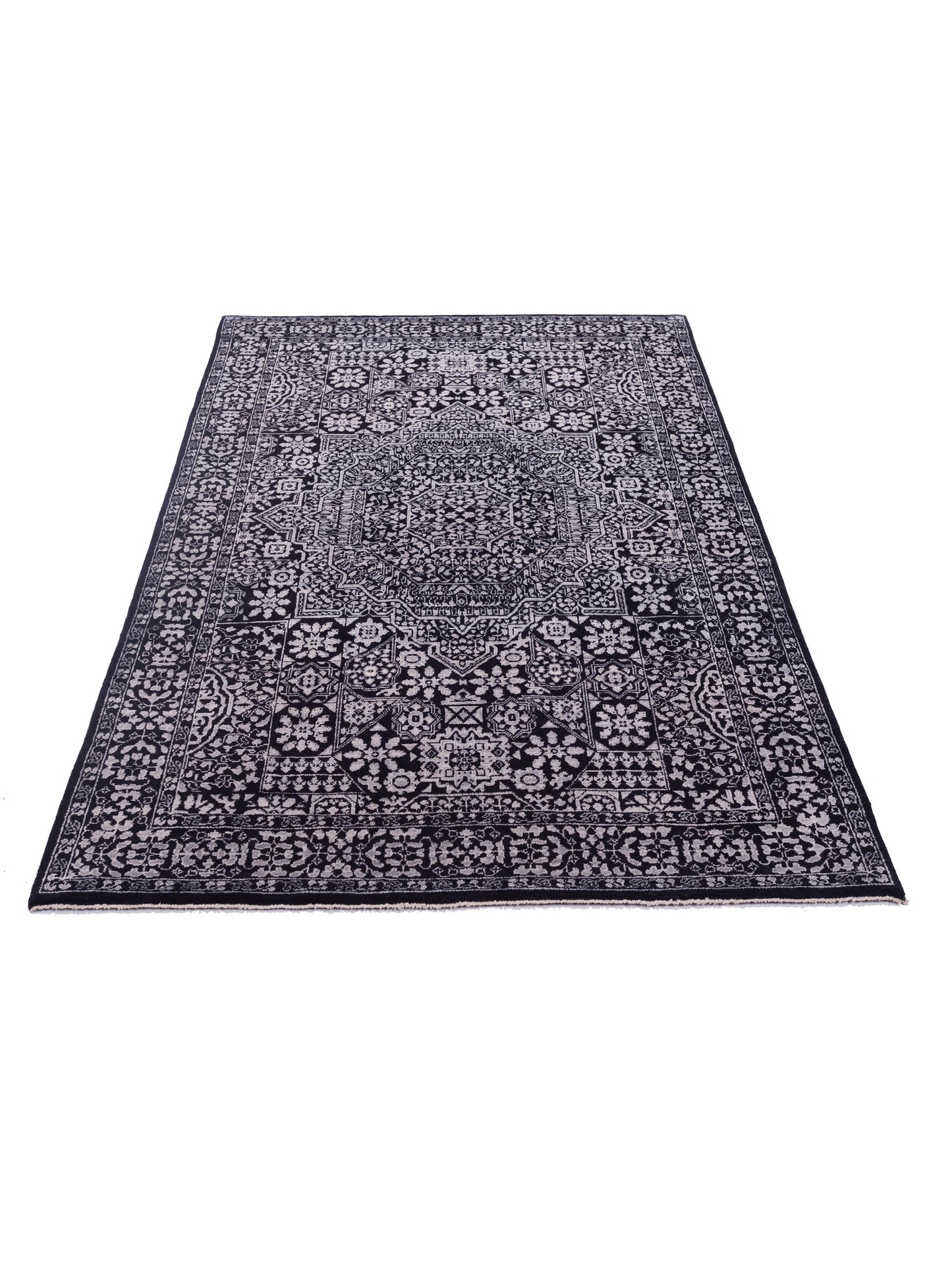 Laila 125116 Black Black 4x6 Hand Knotted Rug