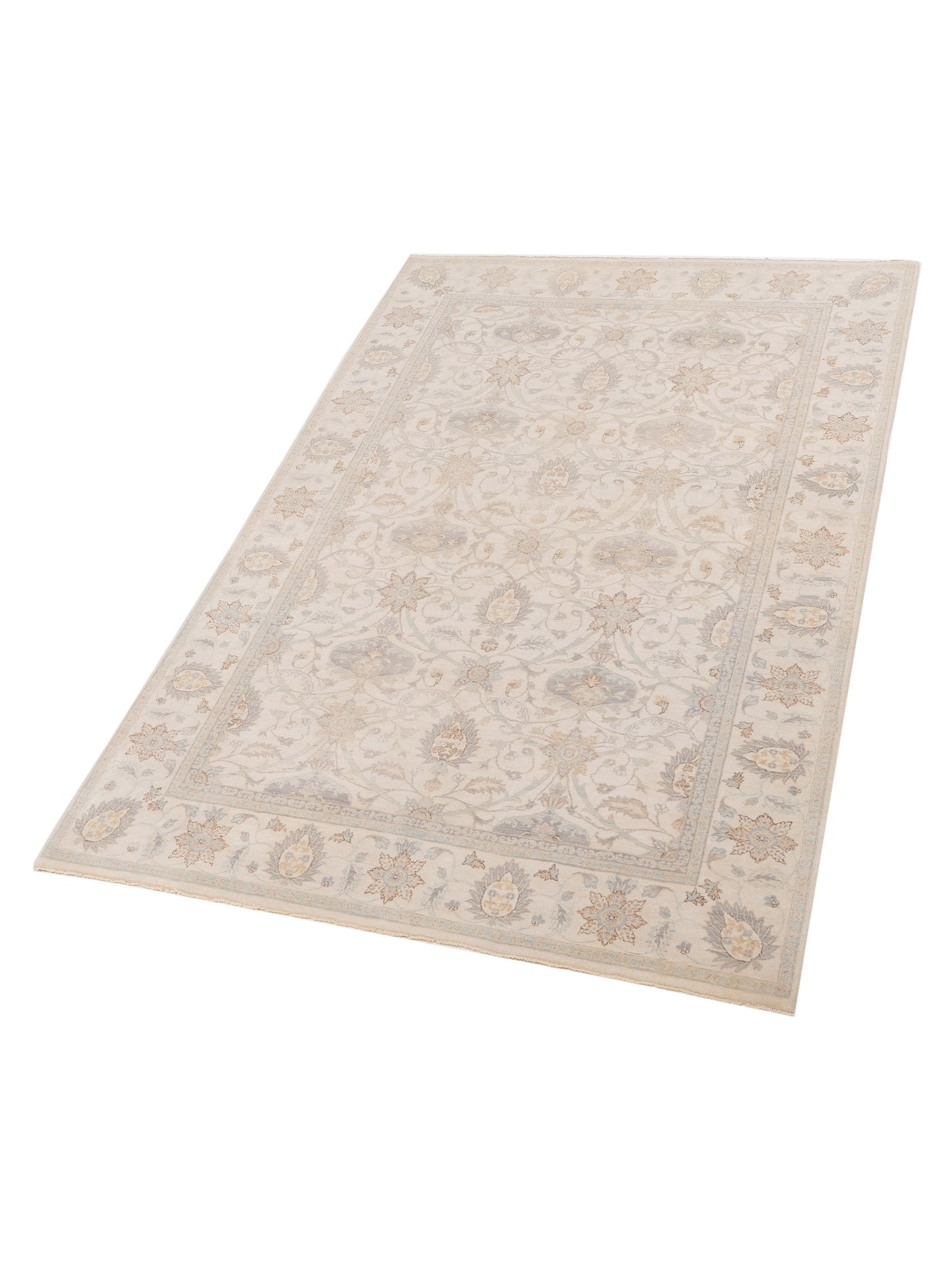 Laila 125130 Ivory Ivory 6.1x9 Hand Knotted Rug