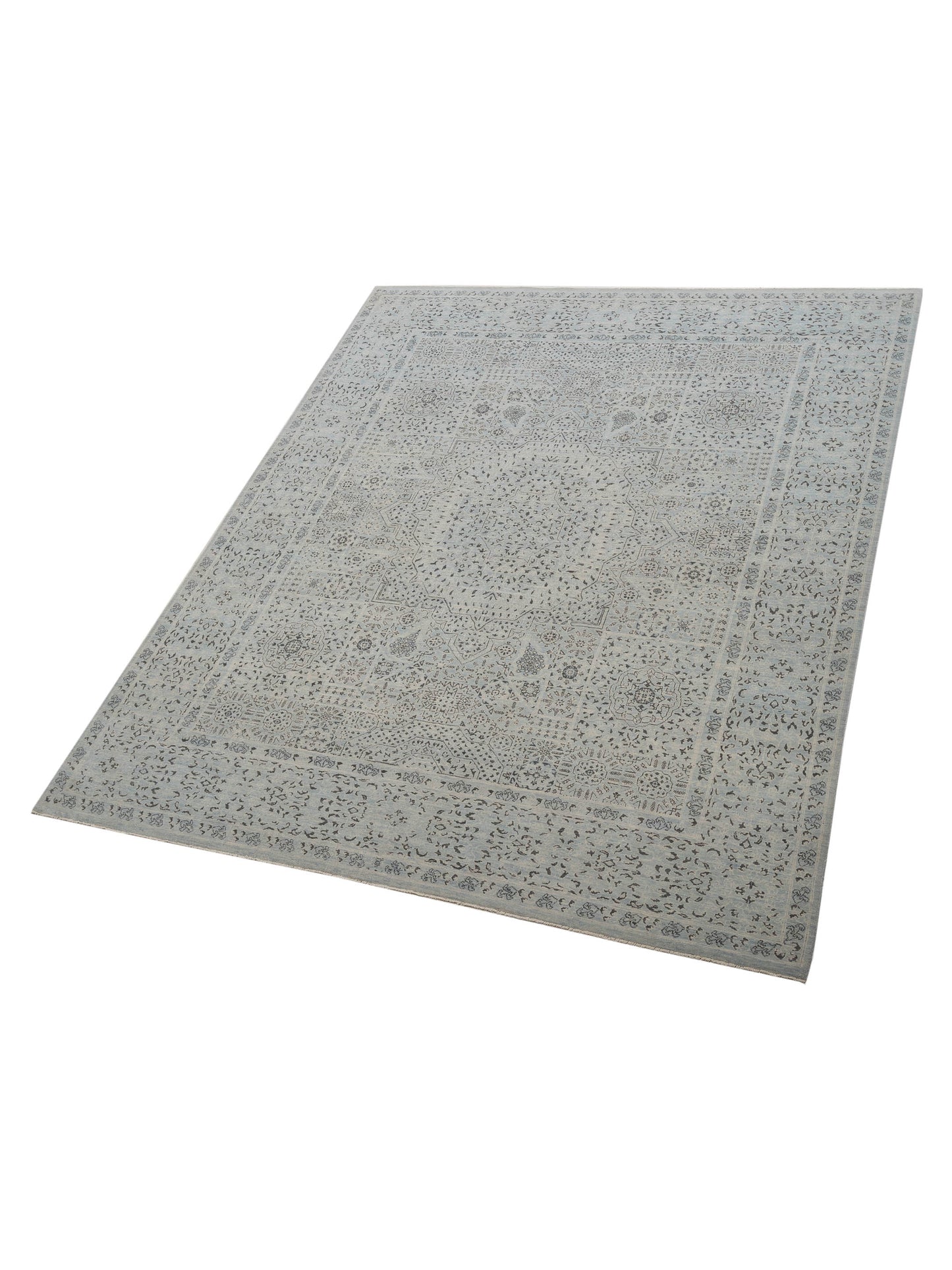 Laila 125143 Silver 8x9.9 Hand Knotted Rug