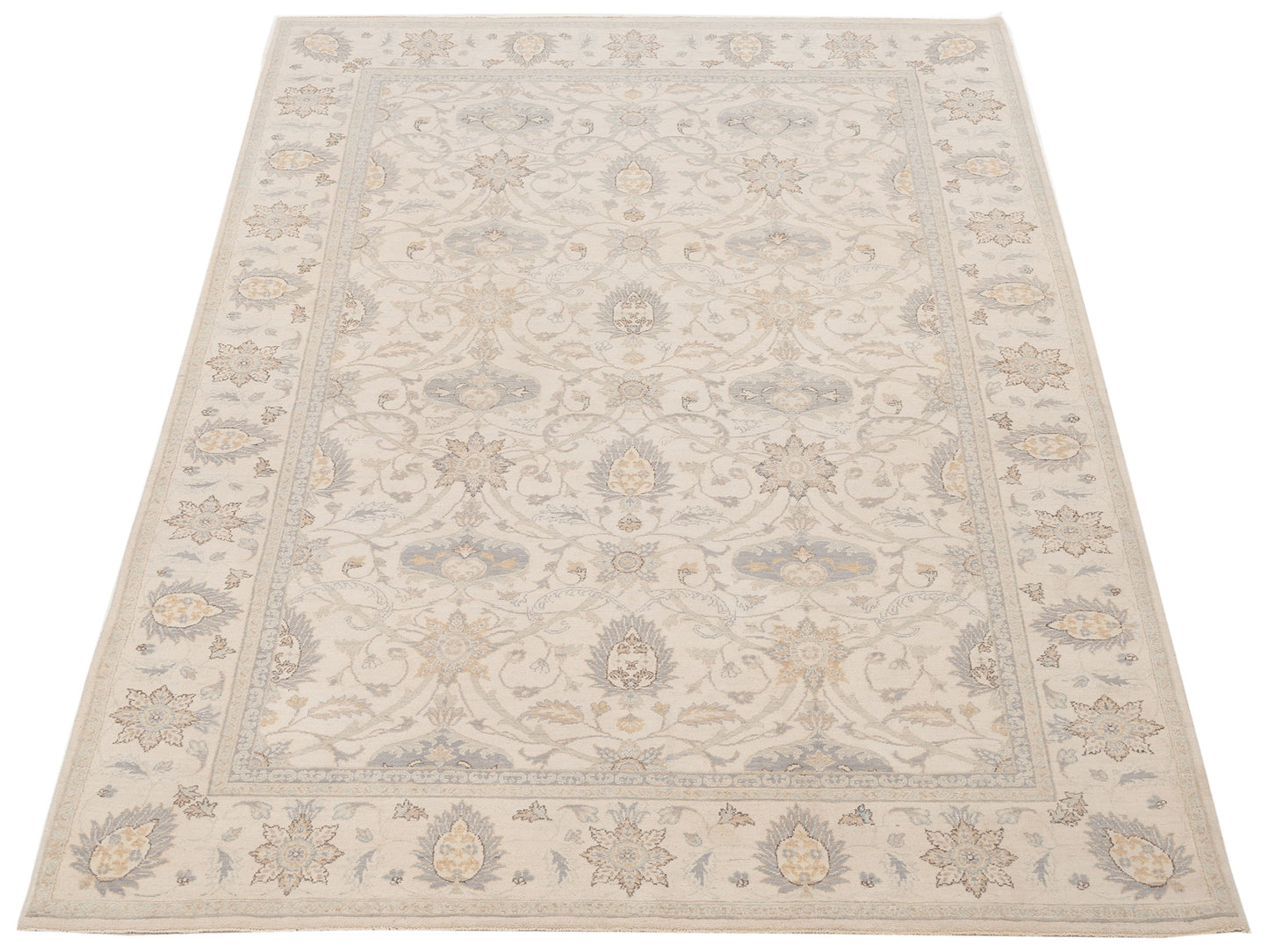 Laila 125151 Ivory Ivory 6.1x9.1 Hand Knotted Rug