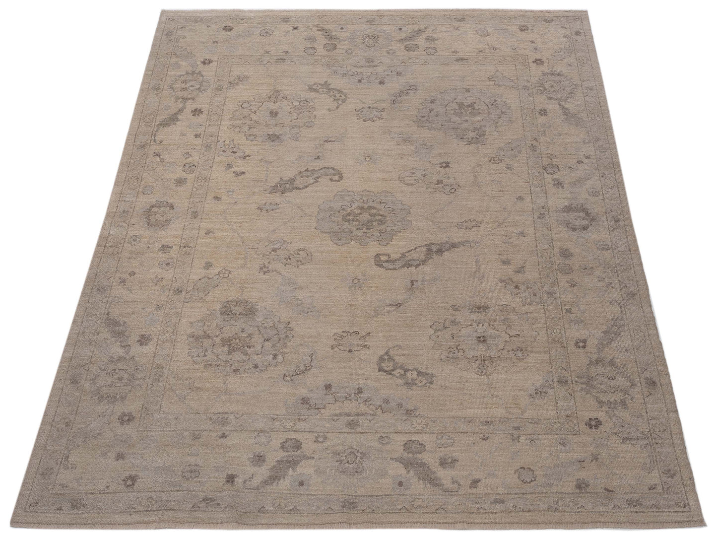 Angora Oushak 125222 Ivory Ivory 7.9x9.3 Hand Knotted Rug