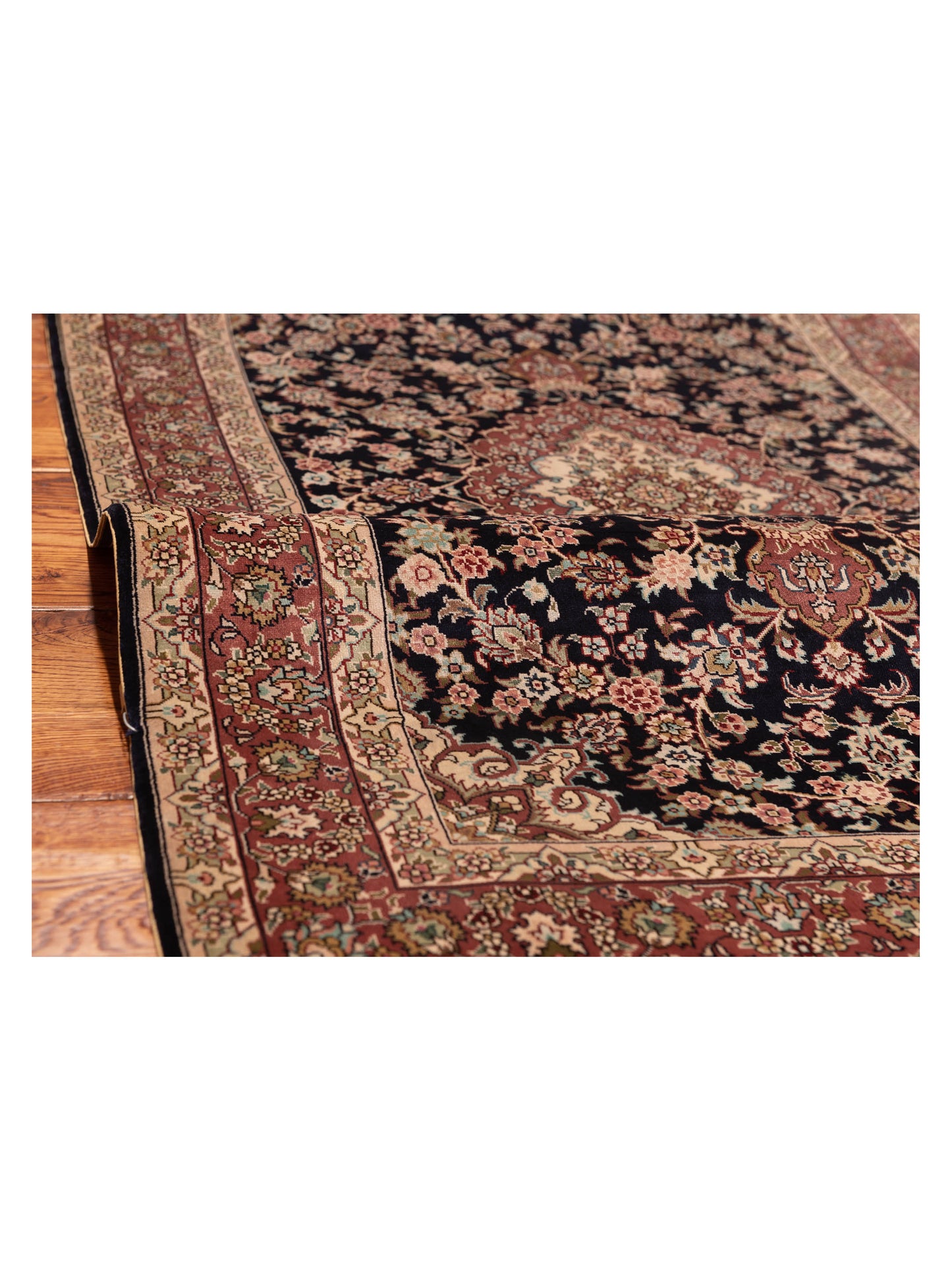 Pure Silk 125283 Navy Plum 2.7x4 Hand Knotted Rug