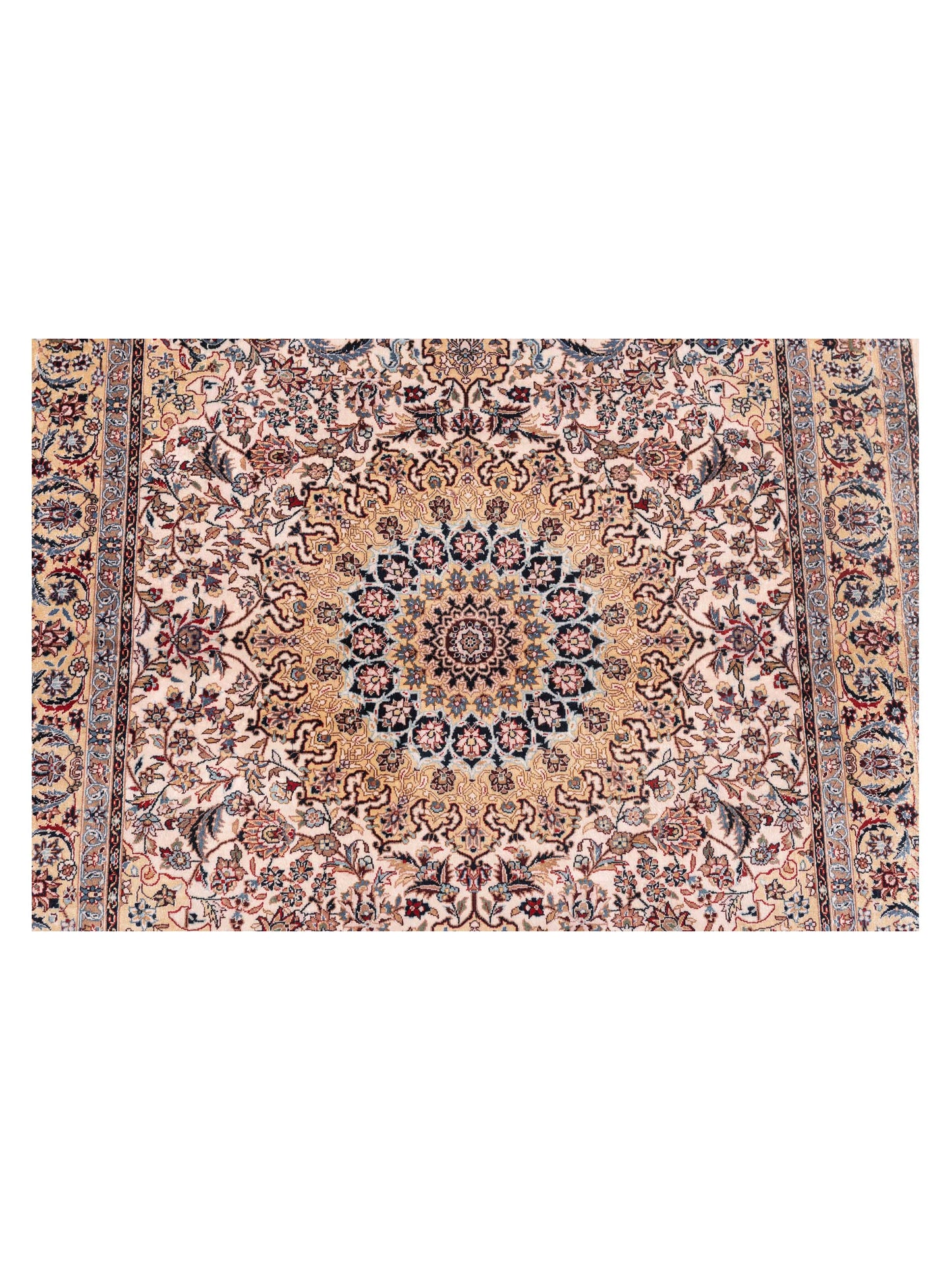 Pure Silk 125318 Ivory Gold 3x5 Hand Knotted Rug