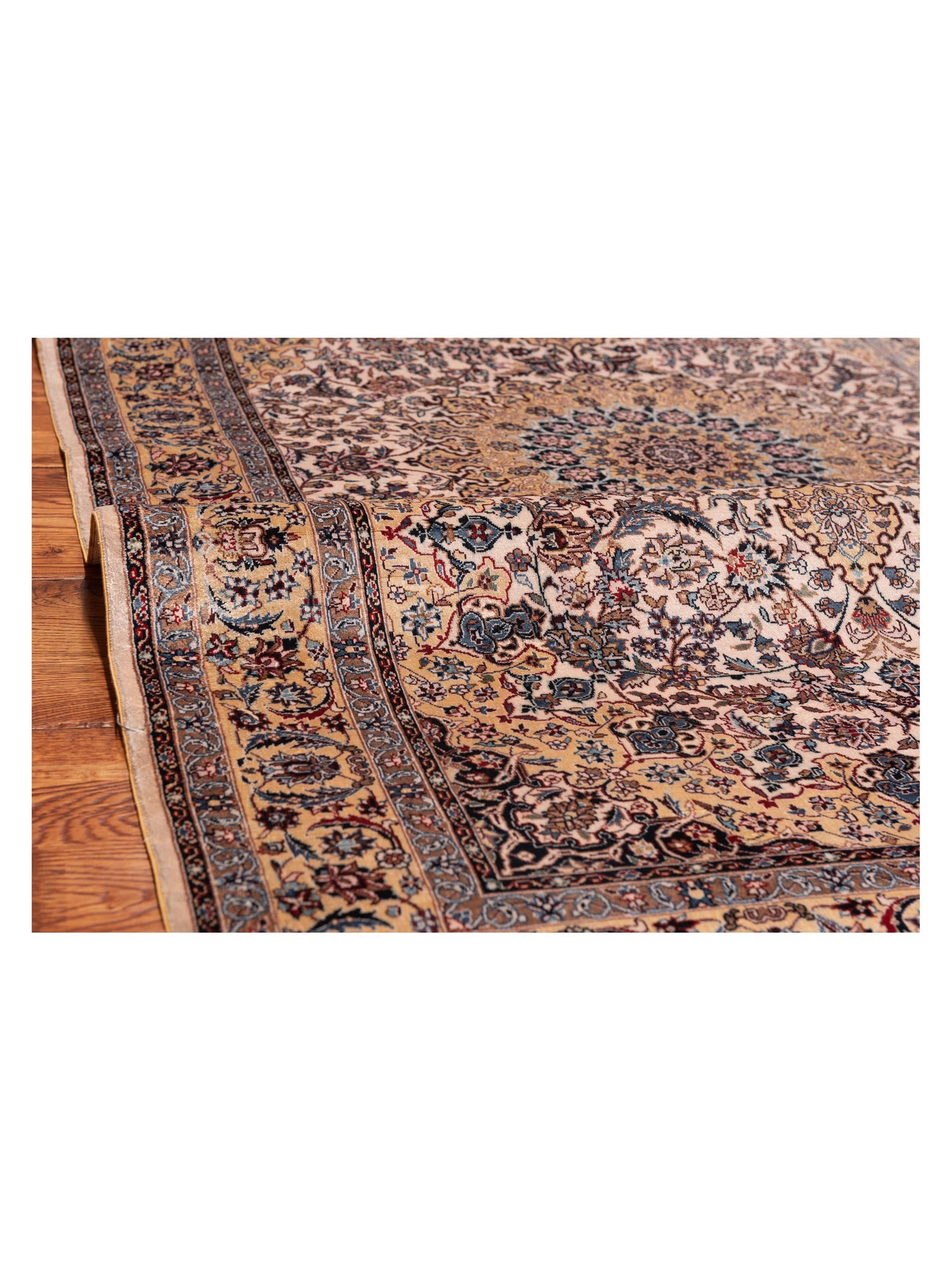 Pure Silk 125318 Ivory Gold 3x5 Hand Knotted Rug