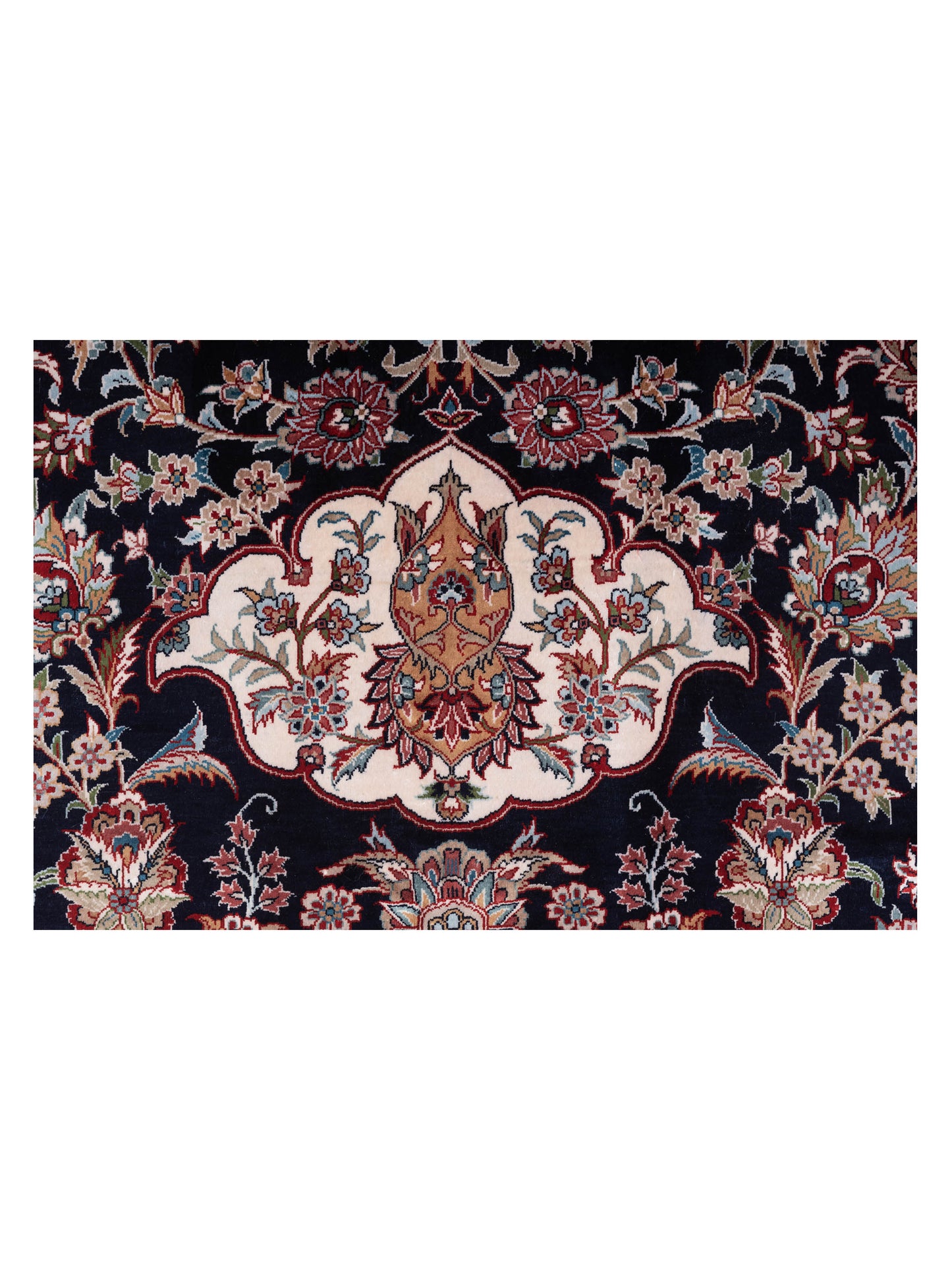 Pure Silk 125329 Navy Red 8.1x10 Hand Knotted Rug