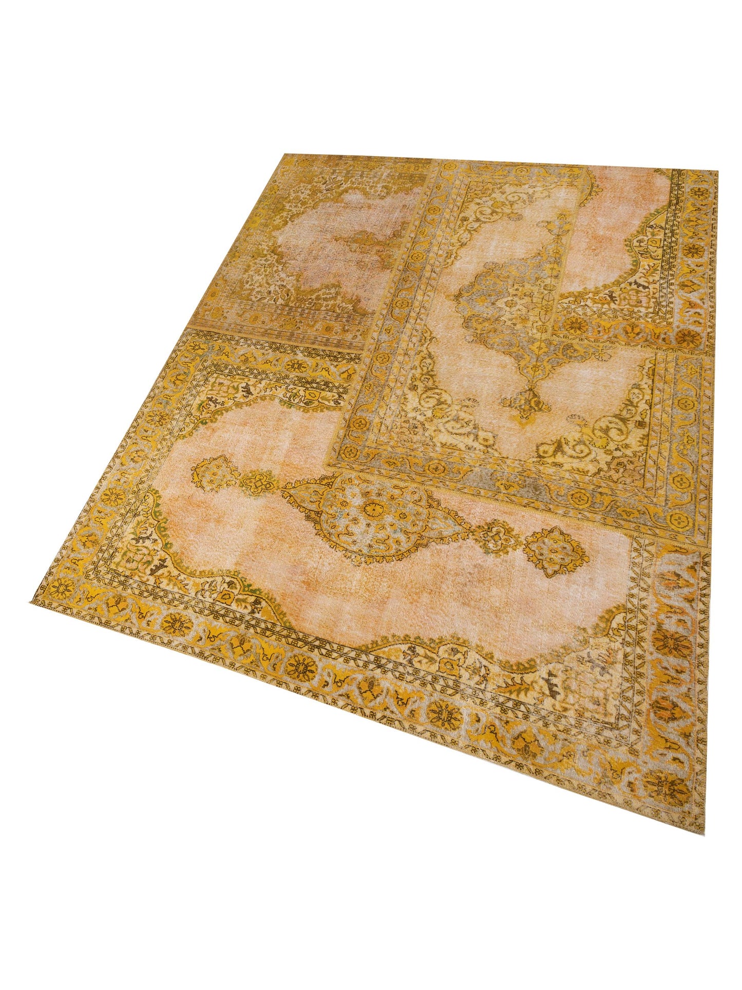 Turkish Vestige Patchwork 125440 Yellow 10x13.11 Hand Knotted Rug