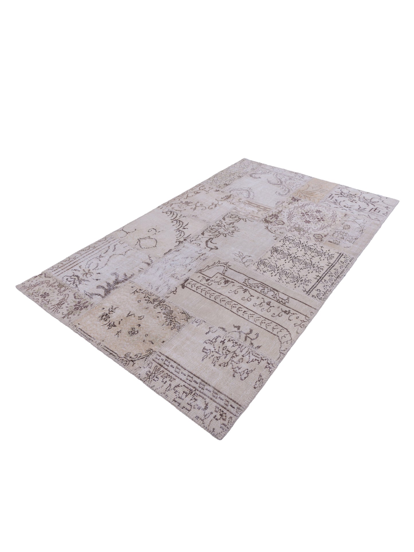 Turkish Vestige Patchwork 125449 Natural 4.11x7.11 Hand Knotted Rug