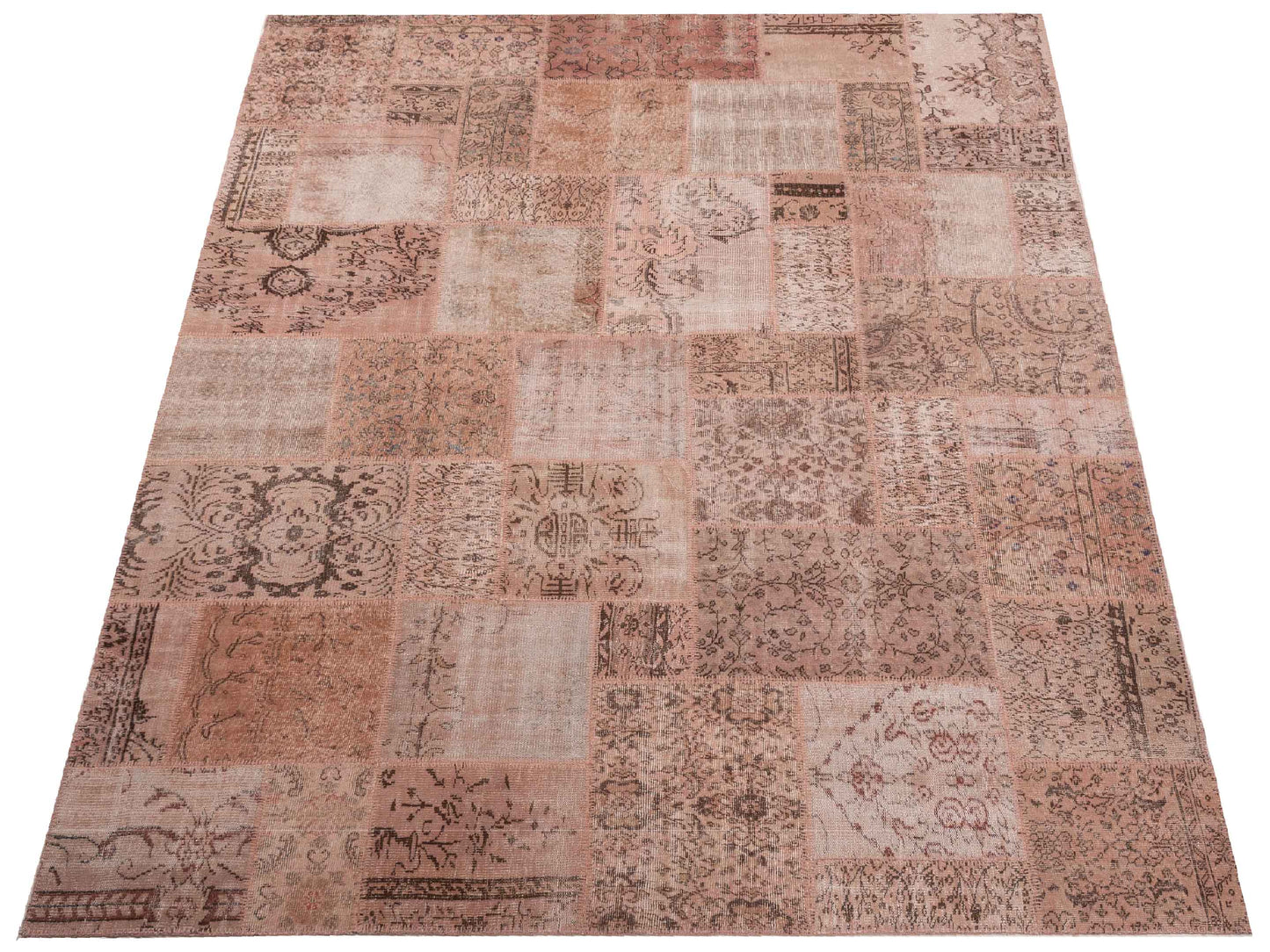 Turkish Vestige Patchwork 125451 Pink 9x12 Hand Knotted Rug