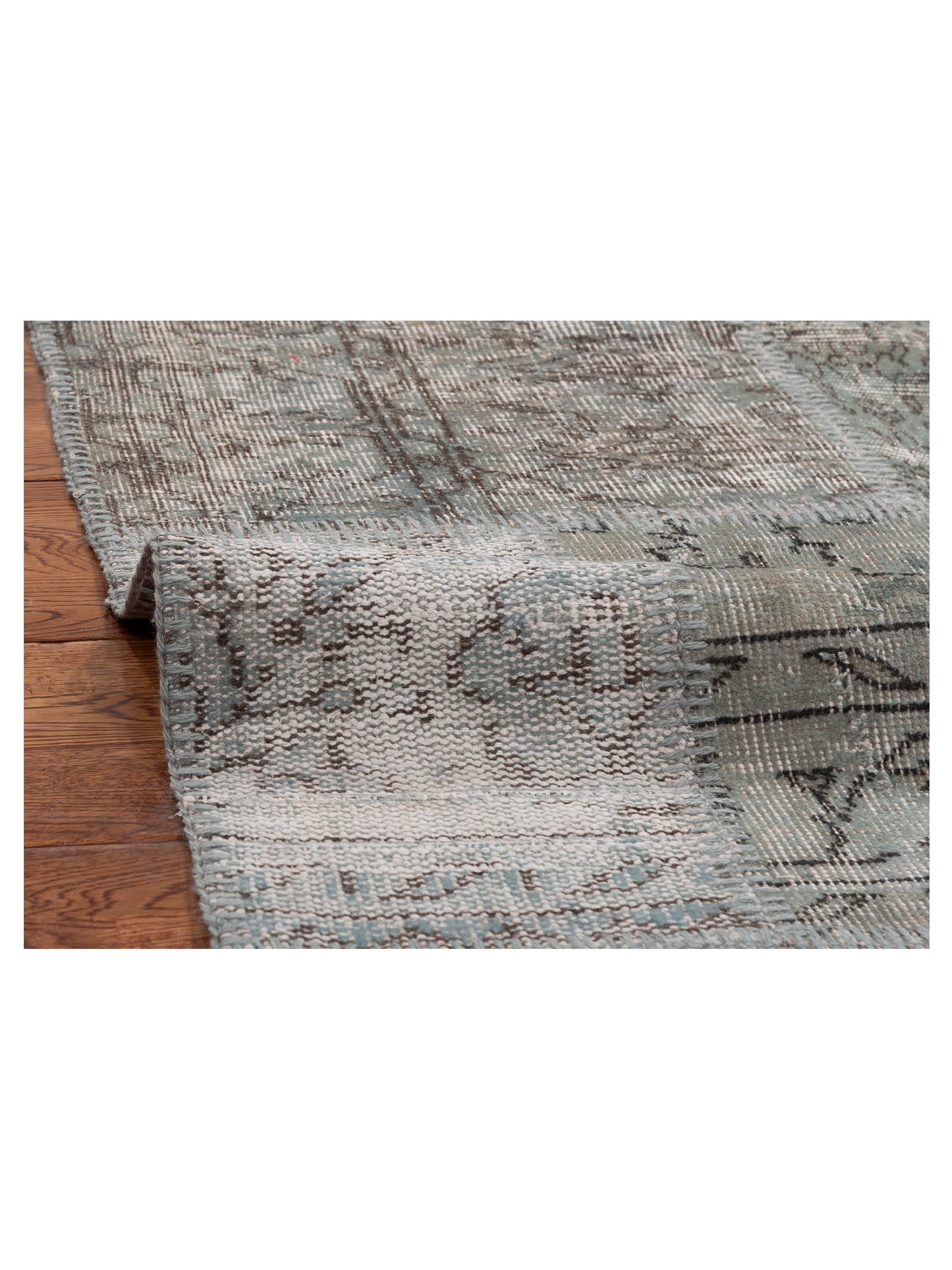 Turkish Vestige Patchwork 125456 Jean Blue 5x7.11 Hand Knotted Rug