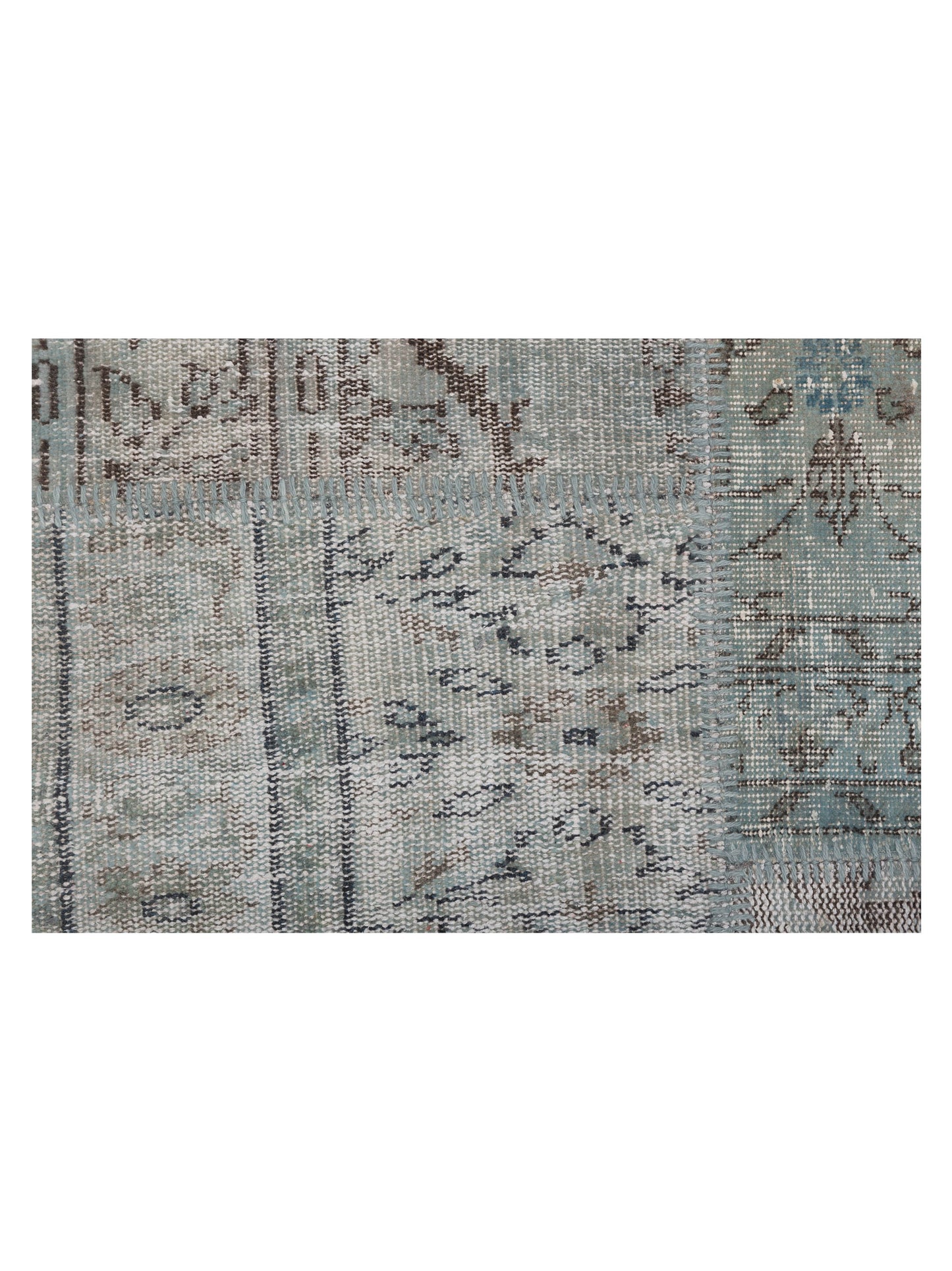 Turkish Vestige Patchwork 125459 Blue Blue 5x7.11 Hand Knotted Rug