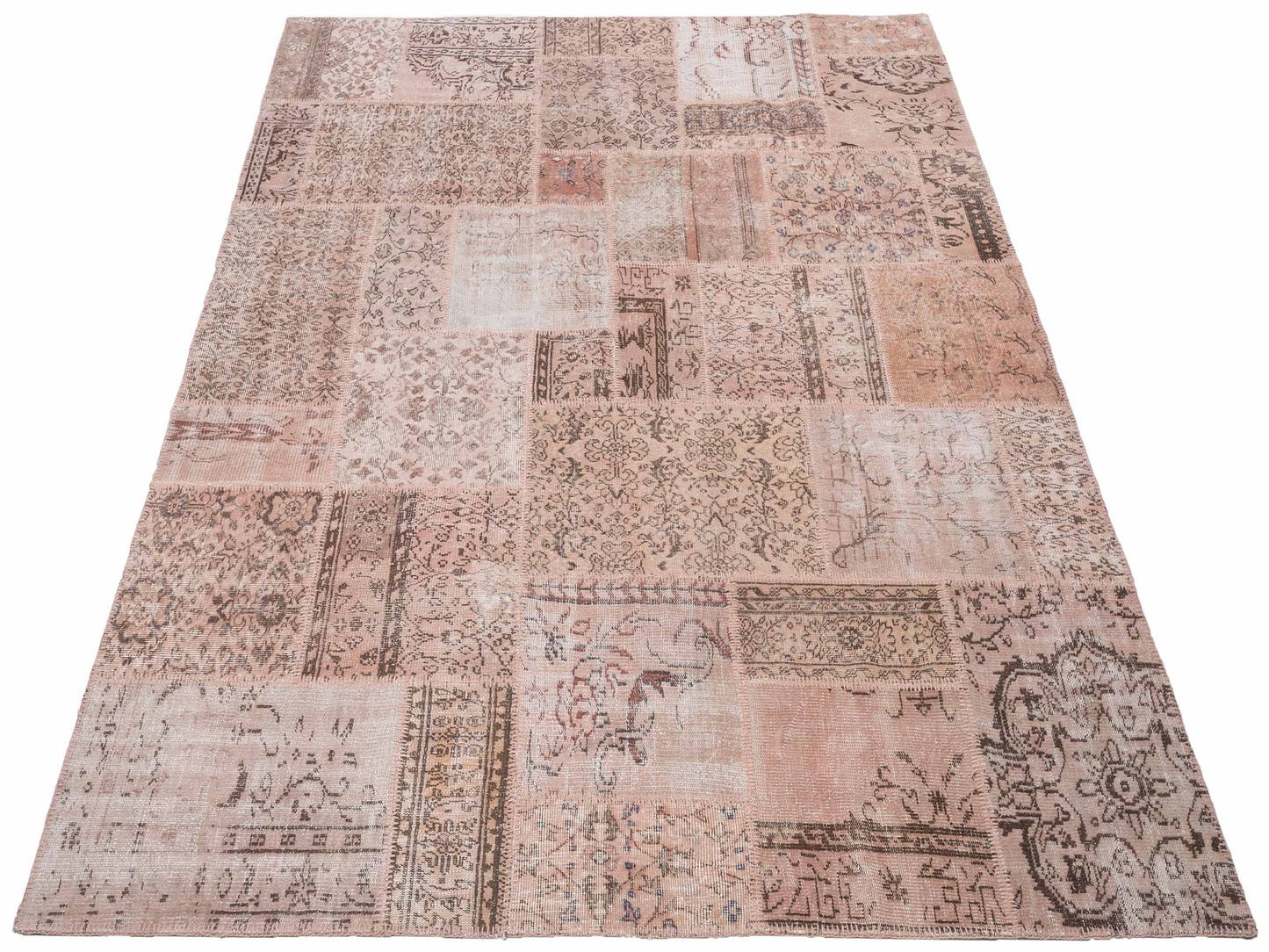 Turkish Vestige Patchwork 125461 Pink 8x10 Hand Knotted Rug
