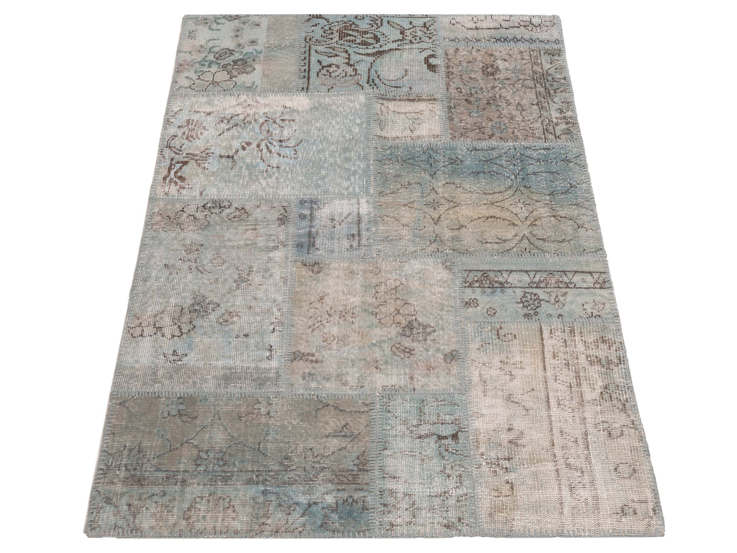 Turkish Vestige Patchwork 125463 Blue 4x5.11 Hand Knotted Rug