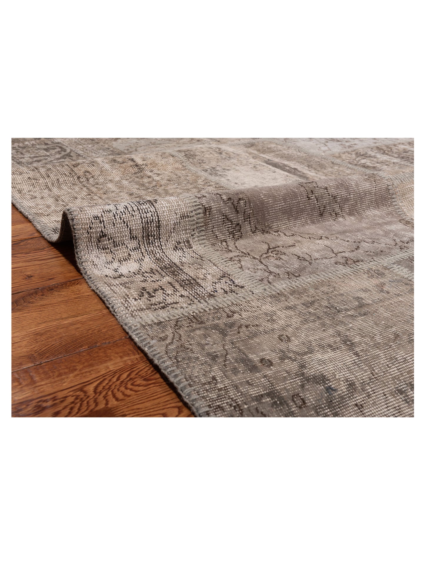 Turkish Vestige Patchwork 125475 Gray 5x7.11 Hand Knotted Rug